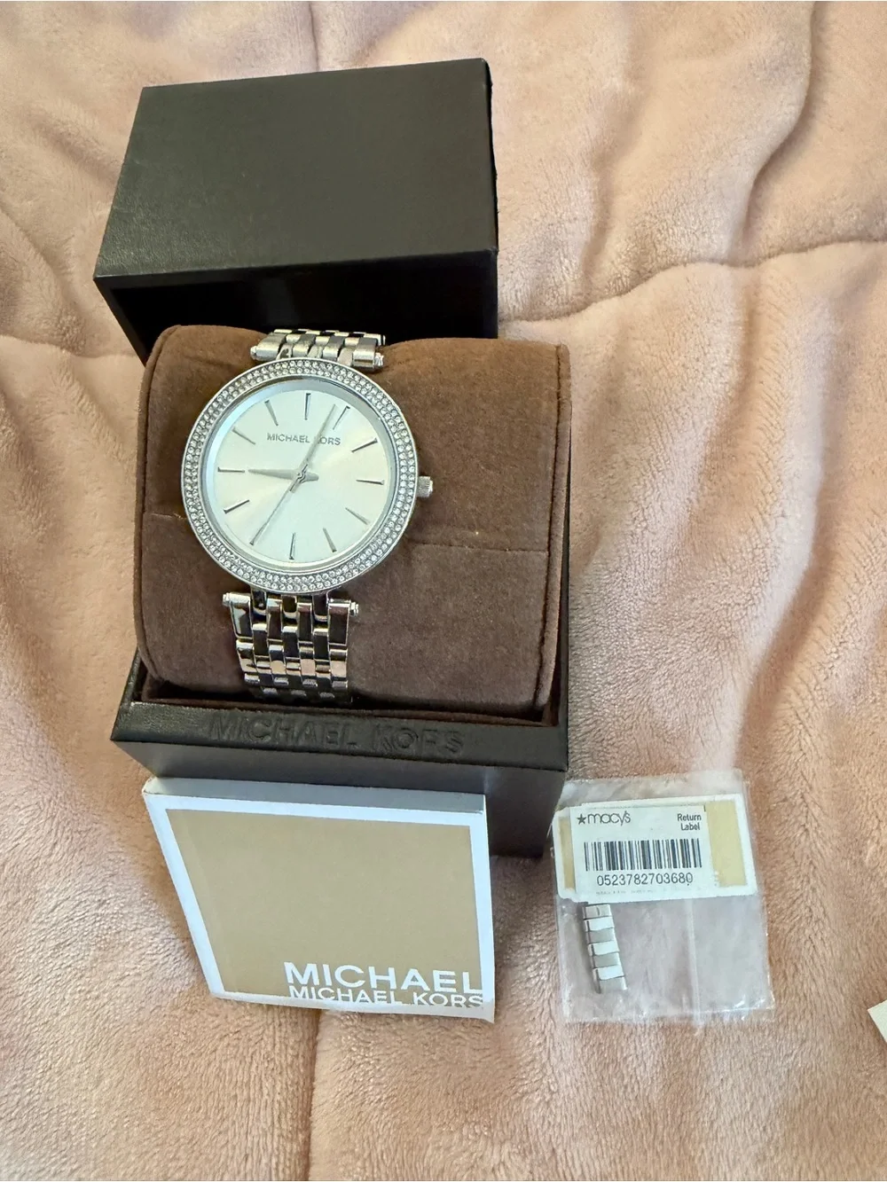 Michael Kors Silver-Tone Pavé Bezel Bracelet Watch